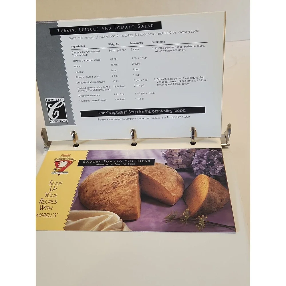 Vintage Campbell's Foodservice Golden Ladle Recipe Binder 1996 w/ 10 Bulk Cards